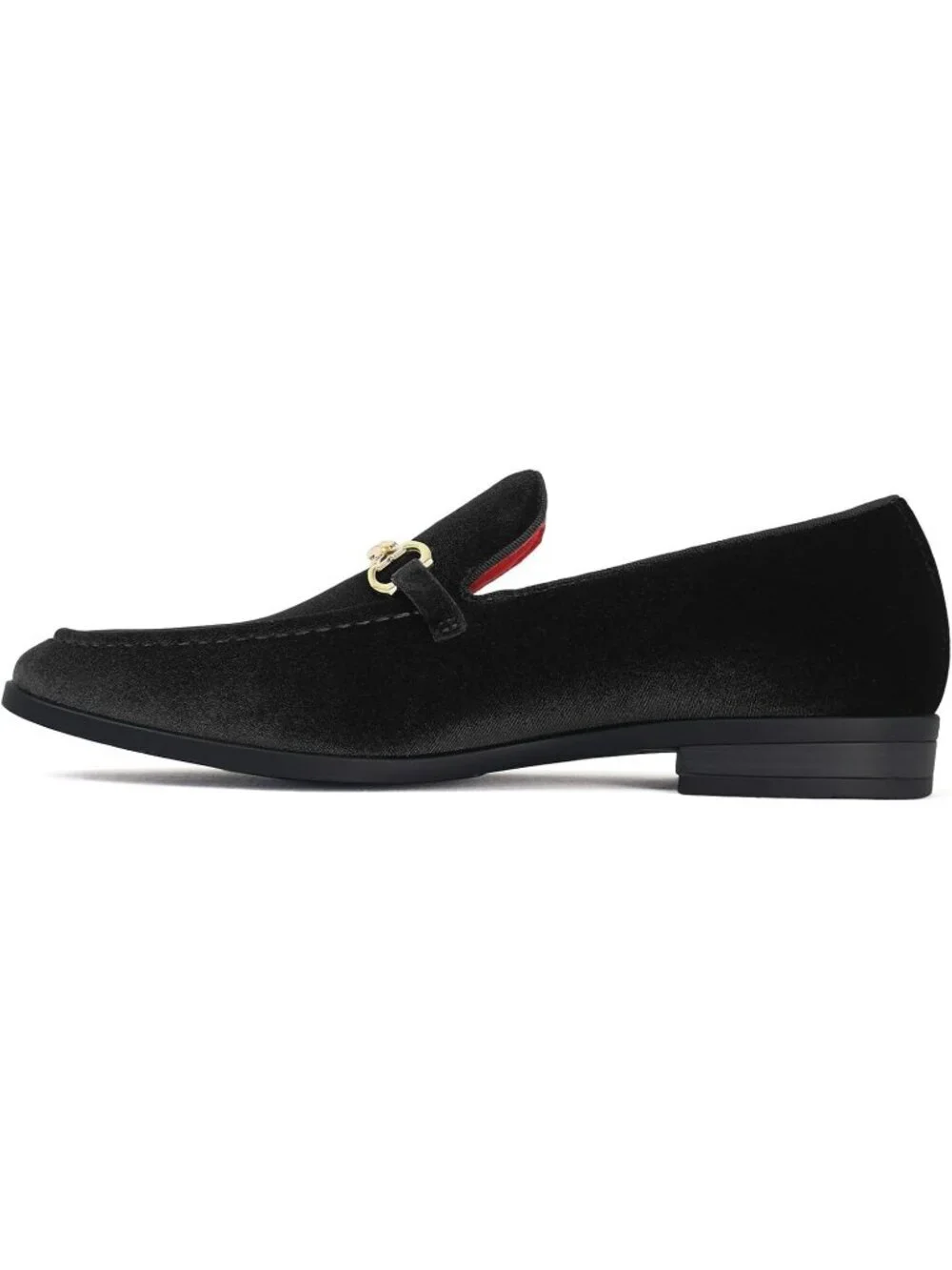 Rogers & Morris Men's Black Velvet Loafers Metal Buckle Luxury Horsebit Shoes